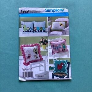 Simplicity 1929 Home Pillows Dragon Owl Bee Bird Caterpillar Tree Pattern